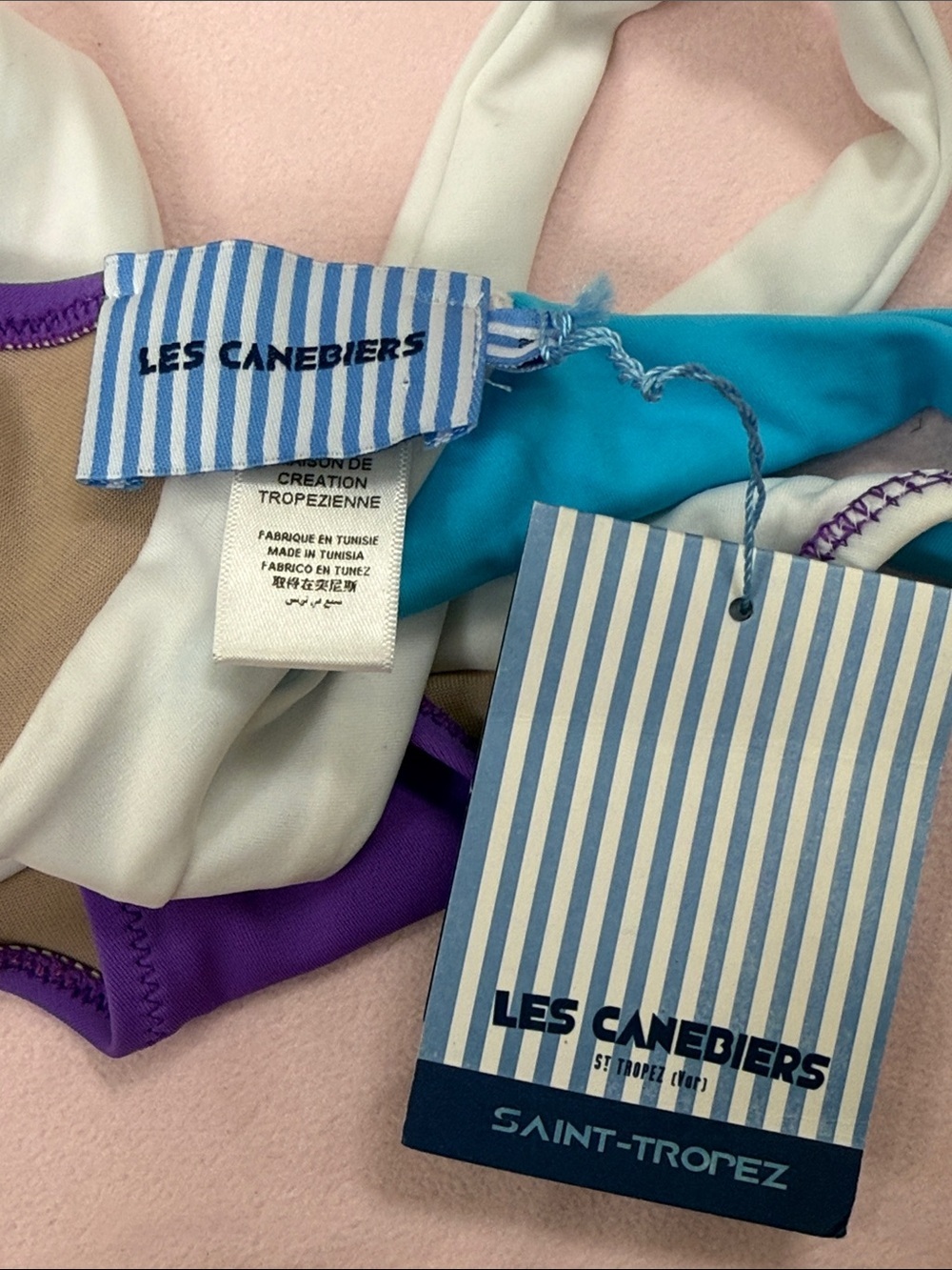 Les Canebiers Colorblock Bikini Bottom in Purple, Teal & Cream NWT - Picture 2 of 5